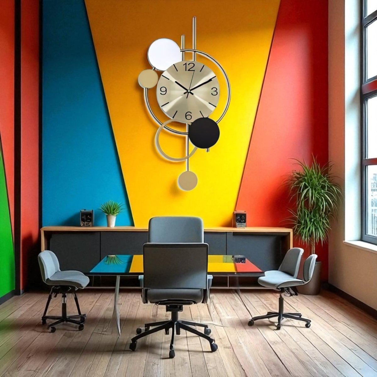 Intersecting Circles Modern Timepiece (35 x 14 Inches)