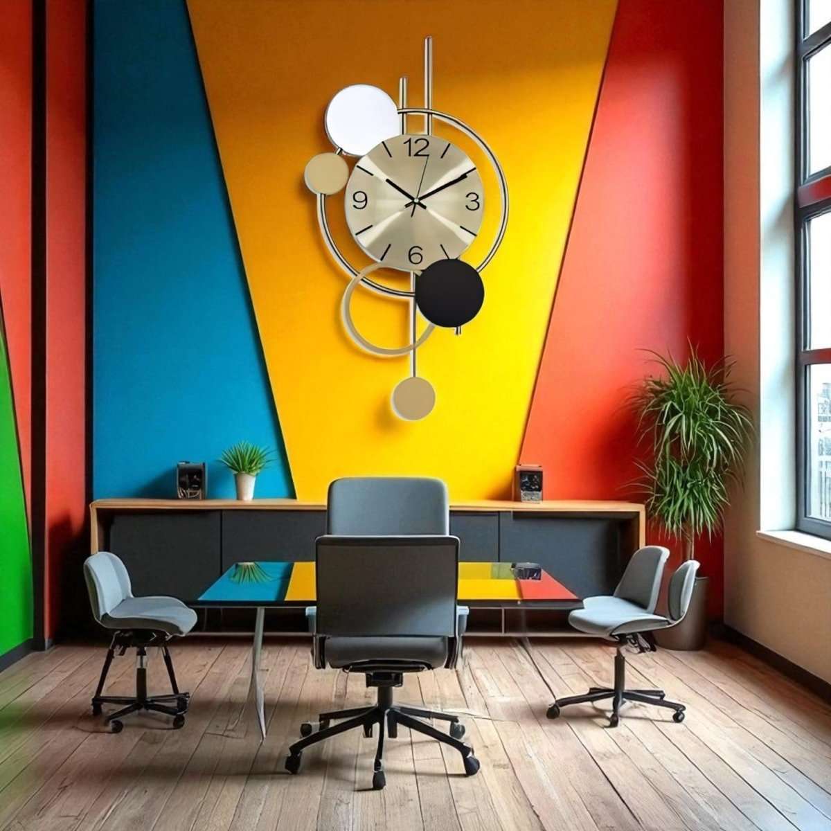 Intersecting Circles Modern Timepiece (35 x 14 Inches)