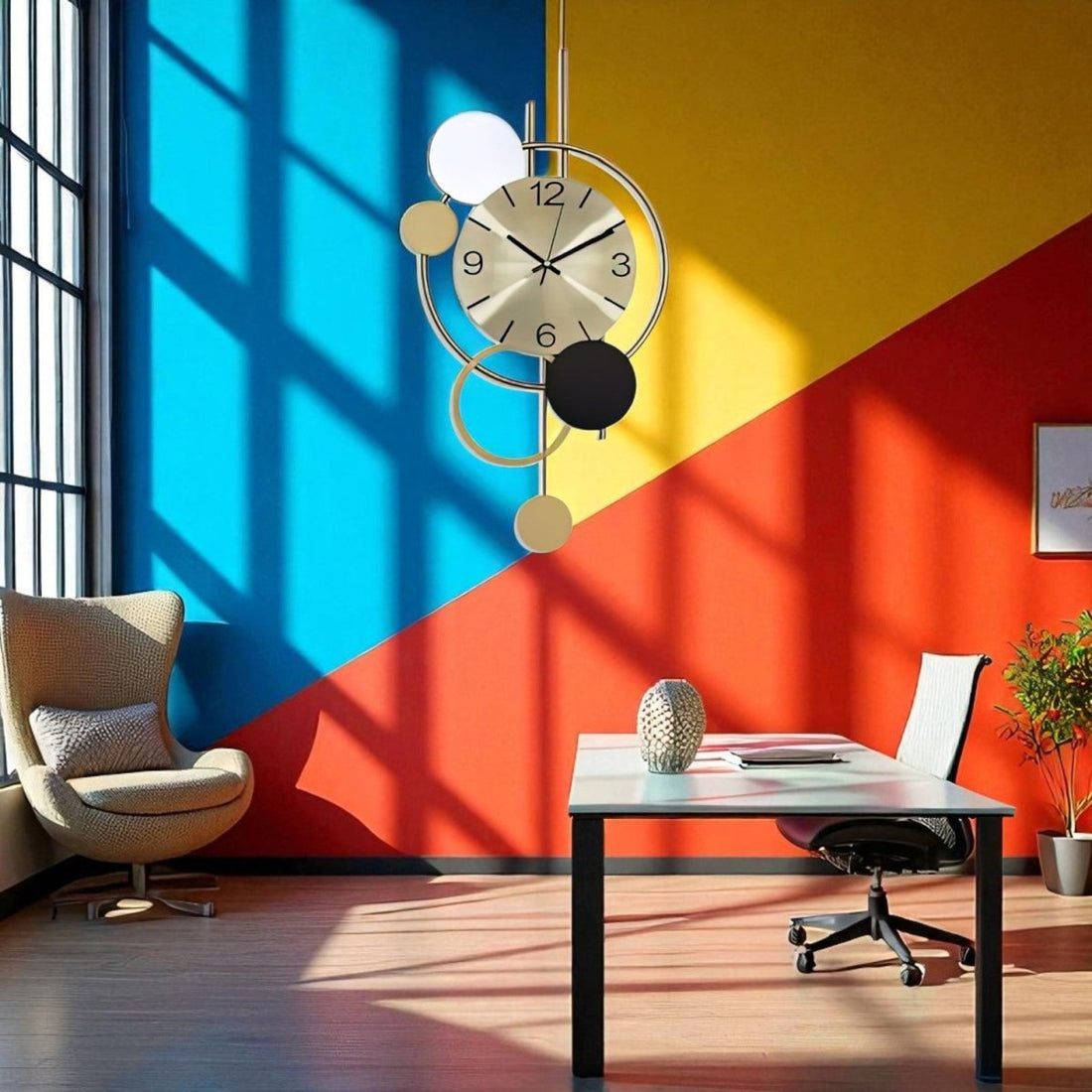 Intersecting Circles Modern Timepiece (35 x 14 Inches)