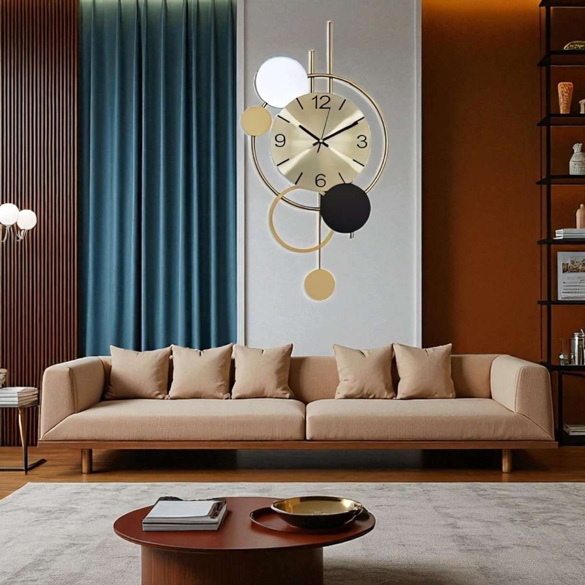 Intersecting Circles Modern Timepiece (35 x 14 Inches)