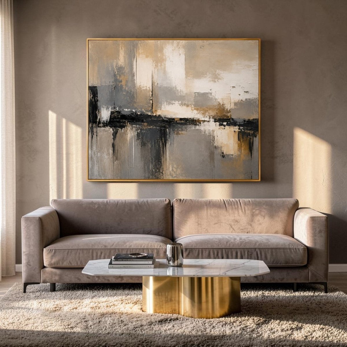 Iron & Ember: Grey and Gold Large Wall Decor (36 x 29 Inches)