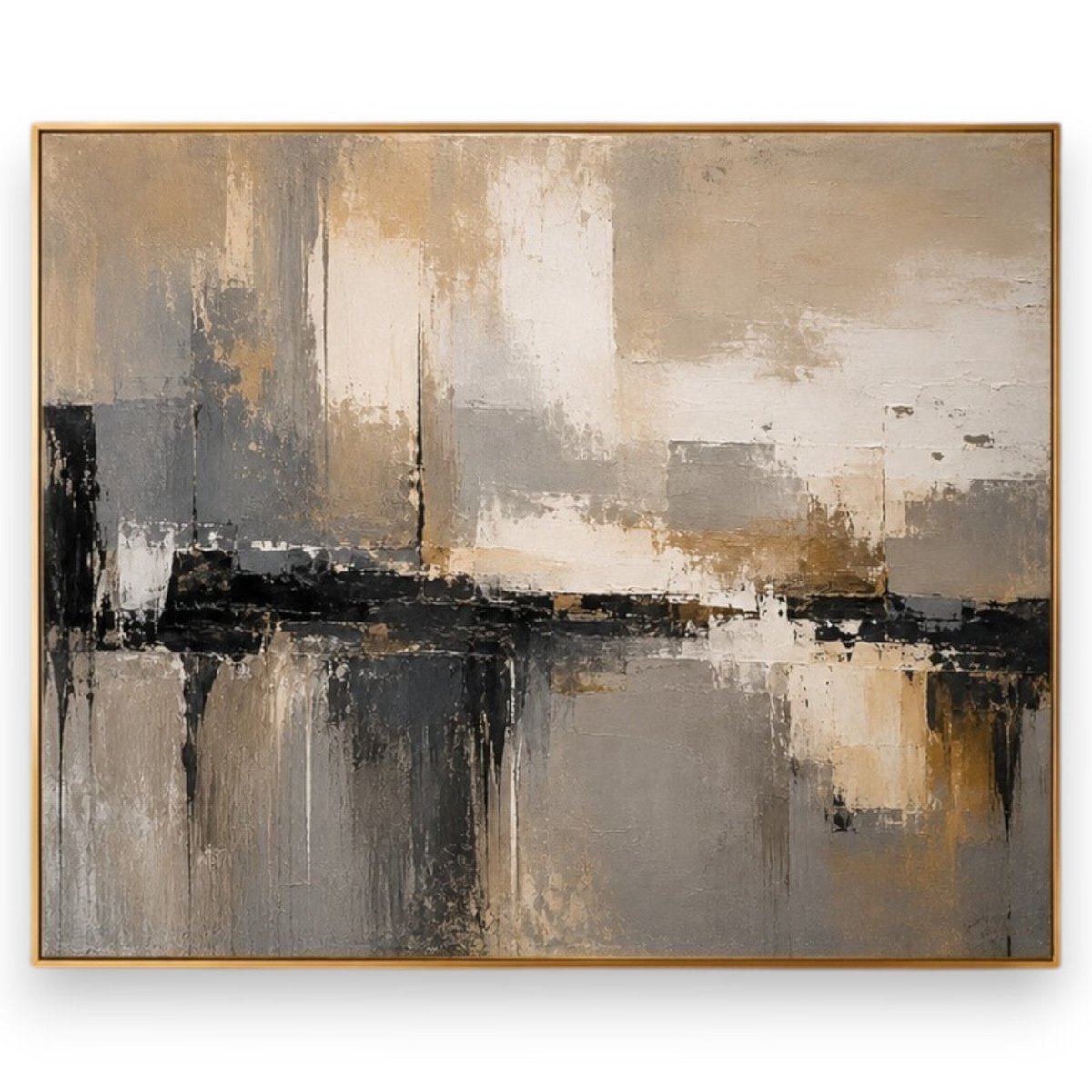 Iron & Ember: Grey and Gold Large Wall Decor (36 x 29 Inches)