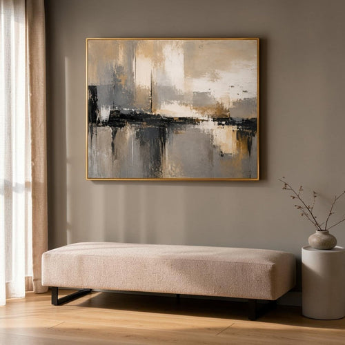 Iron & Ember: Grey and Gold Large Wall Decor (36 x 29 Inches)