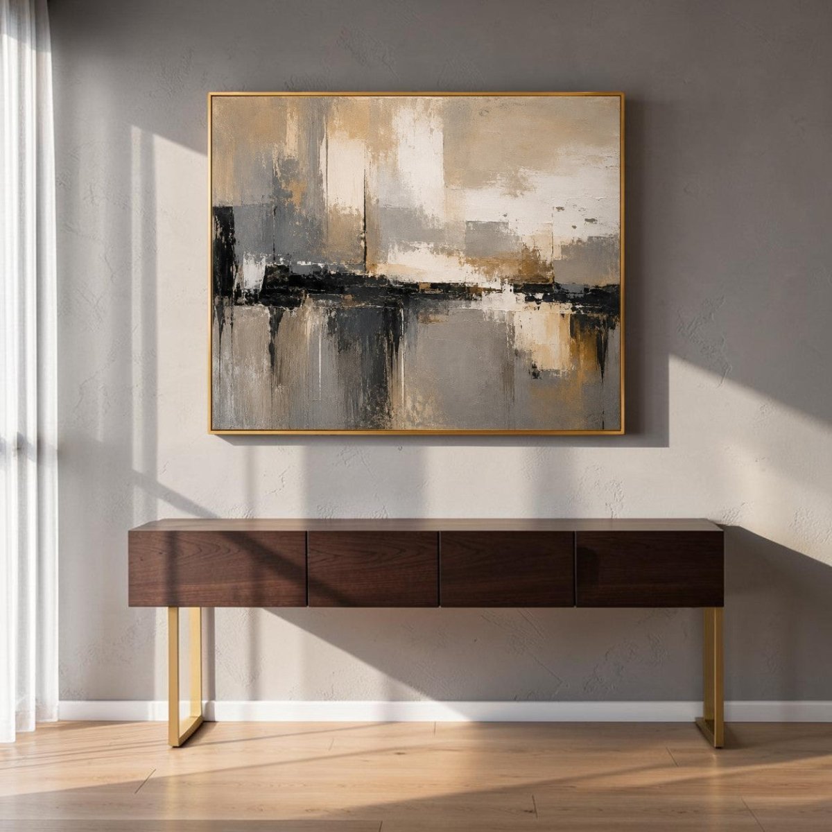 Iron & Ember: Grey and Gold Large Wall Decor (36 x 29 Inches)