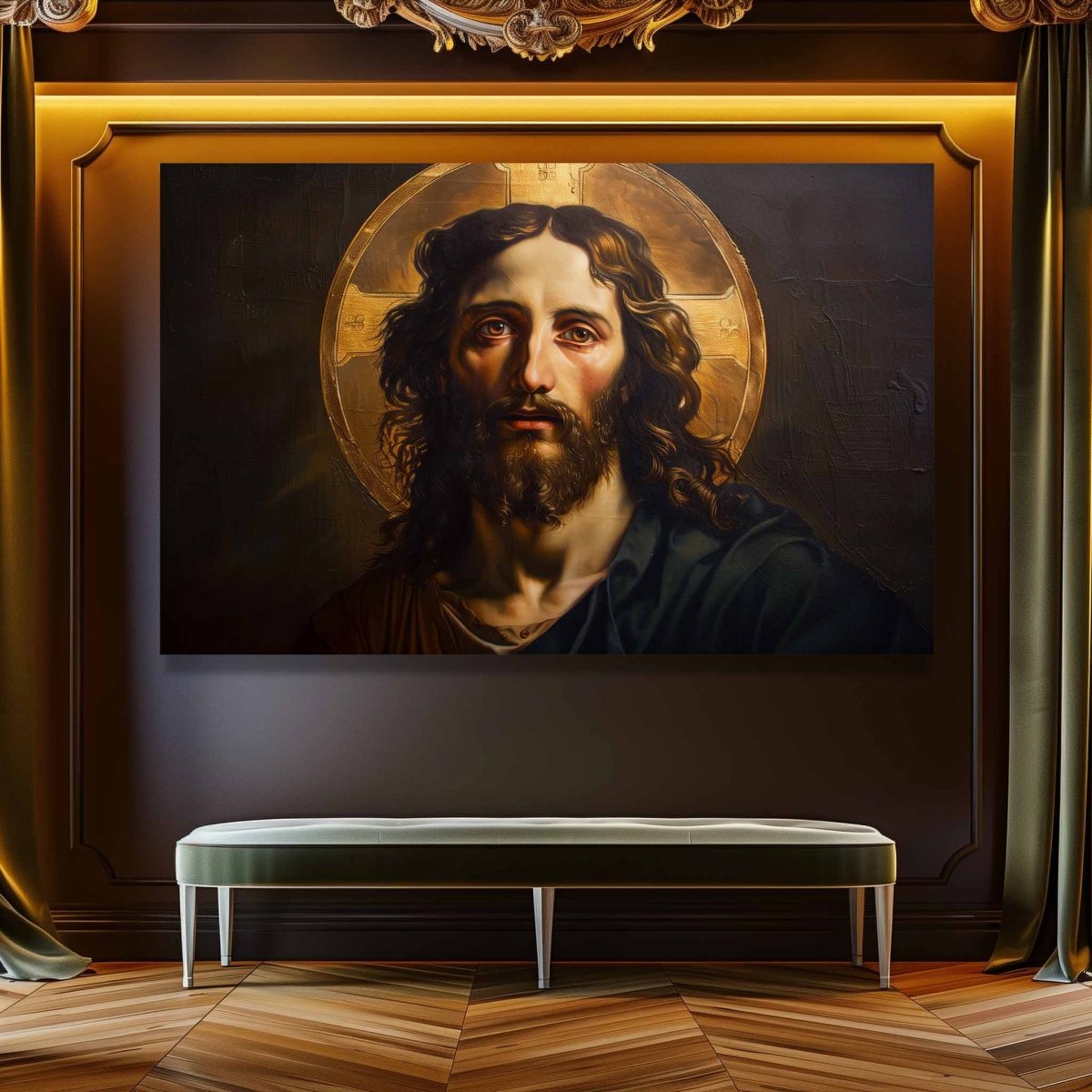 Jesus Christ: The Light in the Shadow Canvas Wall Painting (36 x 24 Inches)