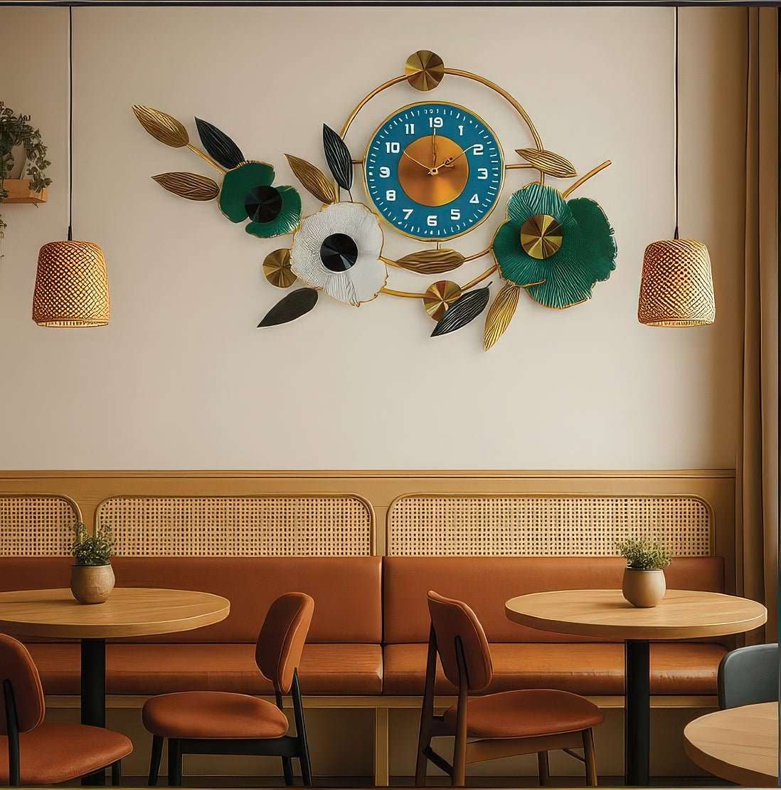 Jeweled Floral Clock (34.7 x 18.5 Inches)