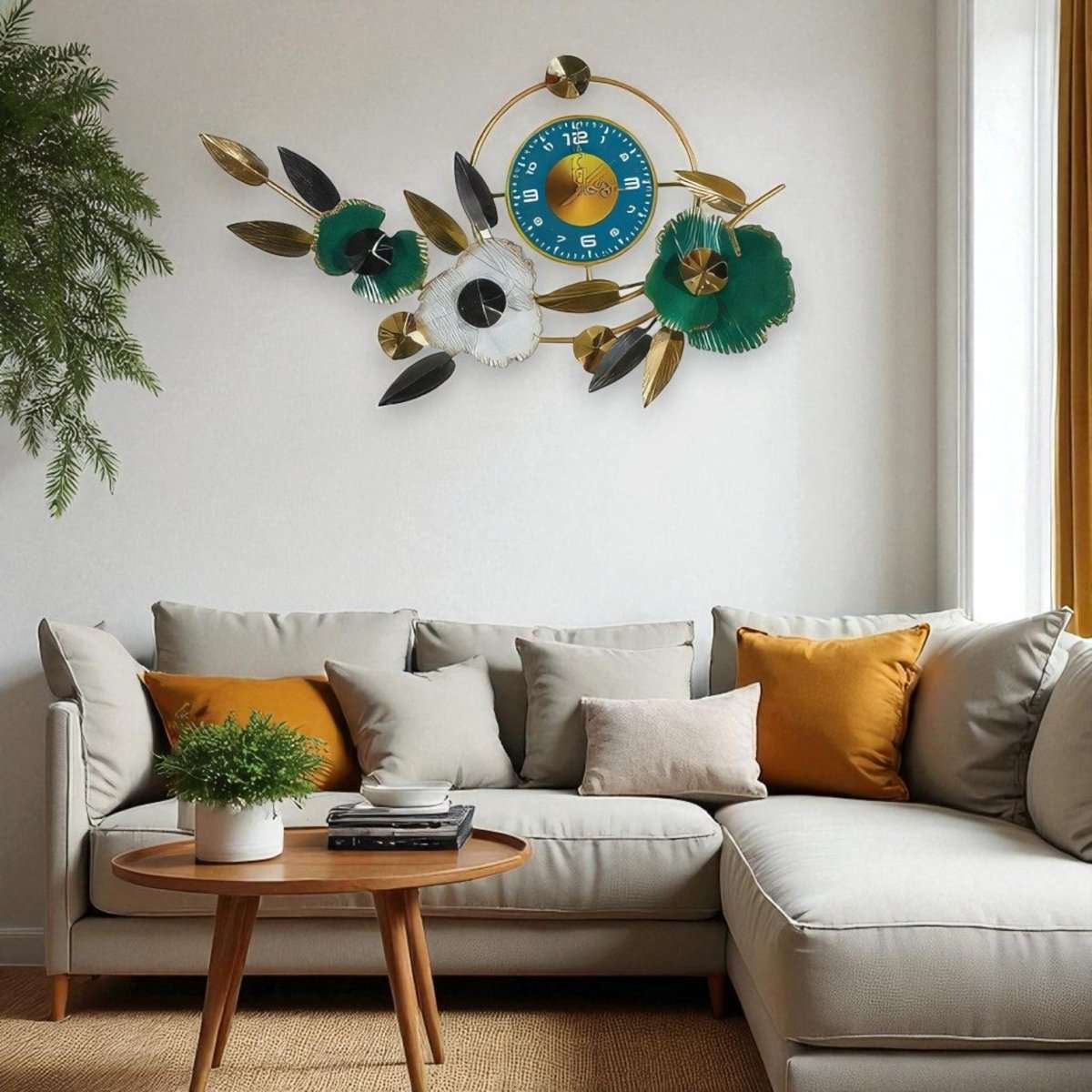 Jeweled Floral Clock (34.7 x 18.5 Inches)