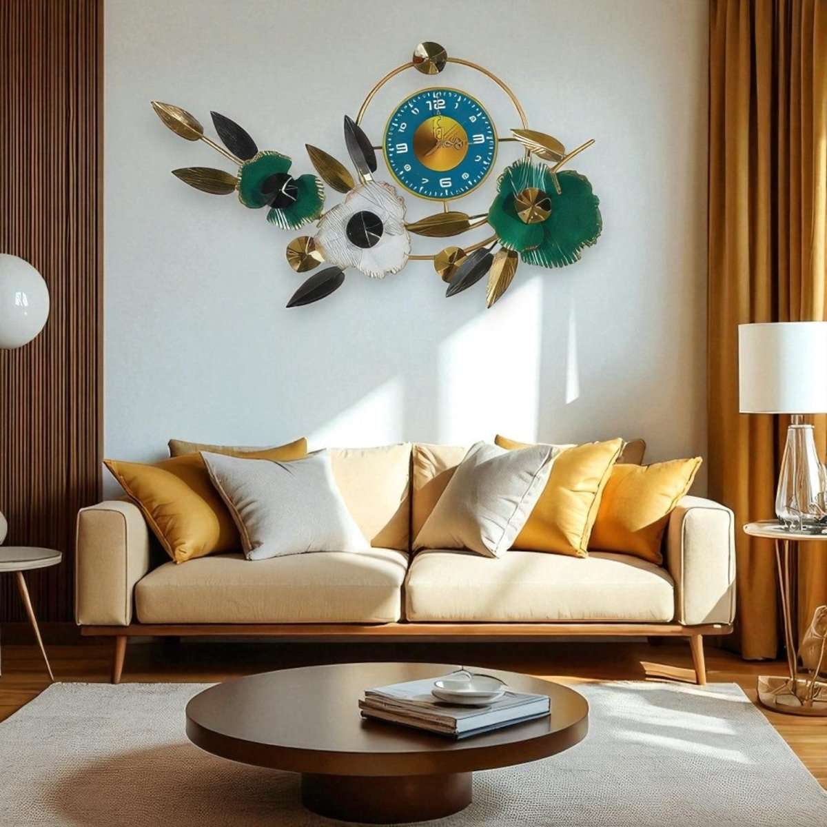 Jeweled Floral Clock (34.7 x 18.5 Inches)