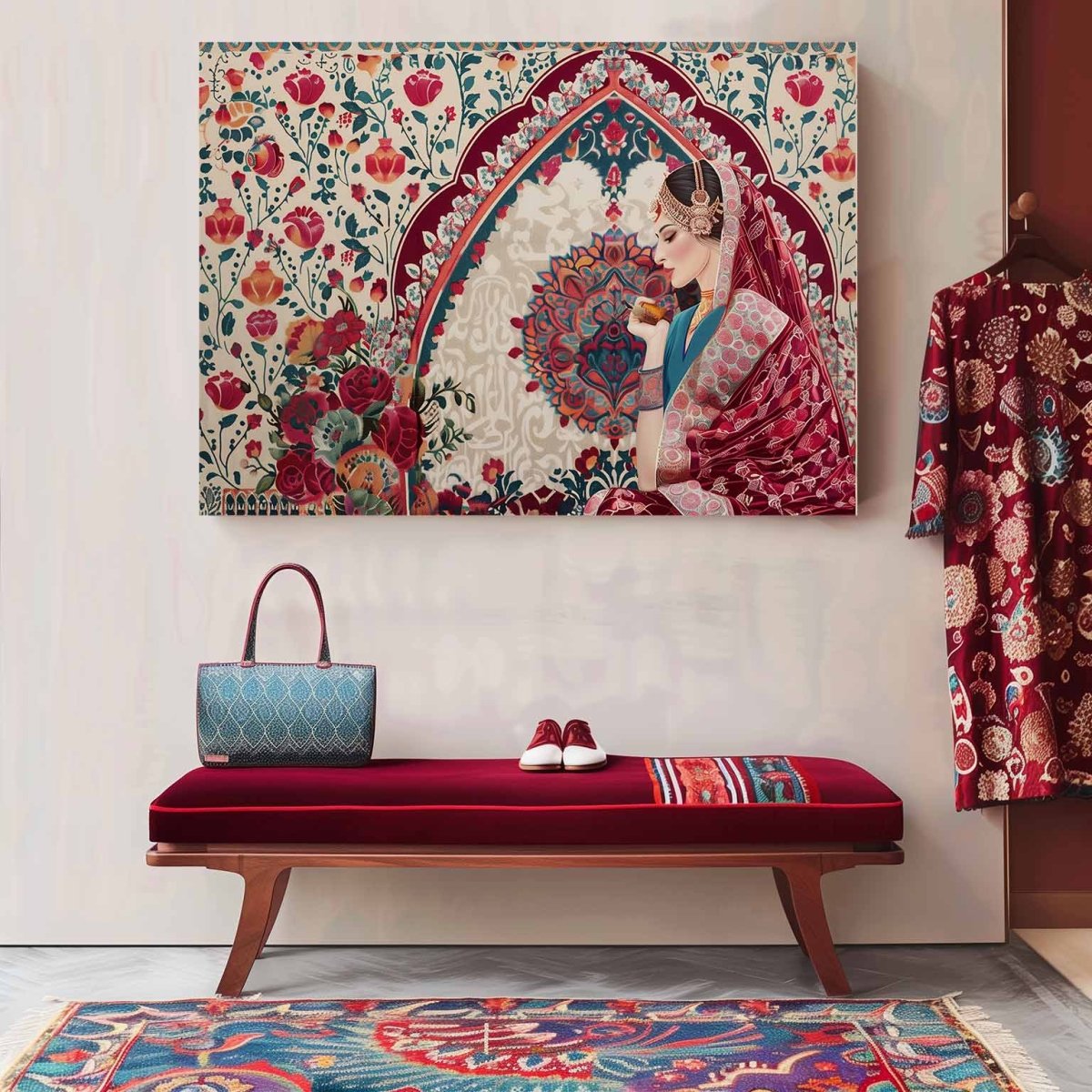 Kalamkari Painting: Saubhagyawati Kalyani Canvas Wall Art (36 x 24 Inches)