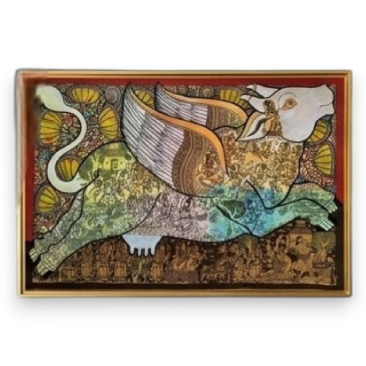 Kamadhenu’s Universe: Hand - Painted Divine Cow Art (36 x 24 Inches)