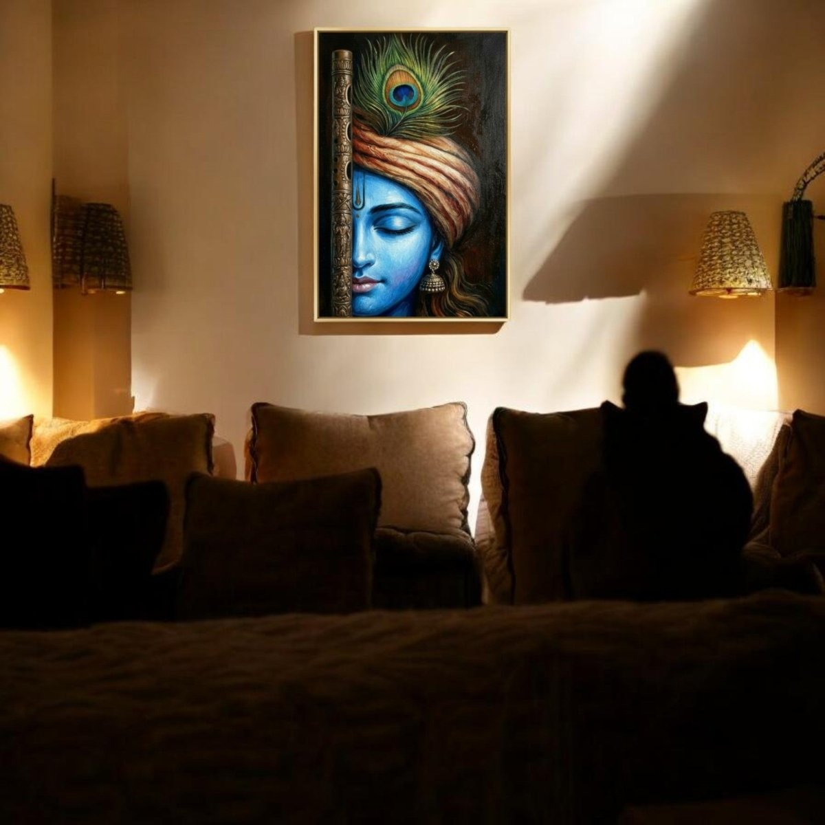 Krishna: Gopal’s Melodies: Meditative Krishna Art with Jhumka Detail (24 x 36 Inches)