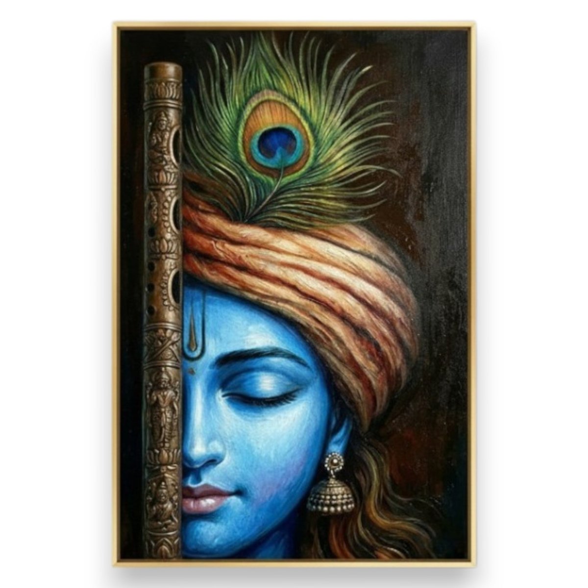Krishna: Gopal’s Melodies: Meditative Krishna Art with Jhumka Detail (24 x 36 Inches)