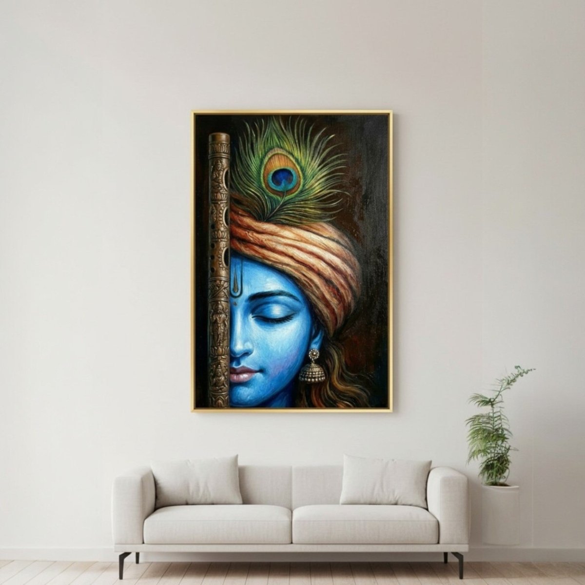 Krishna: Gopal’s Melodies: Meditative Krishna Art with Jhumka Detail (24 x 36 Inches)