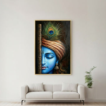 Krishna: Gopal’s Melodies: Meditative Krishna Art with Jhumka Detail (24 x 36 Inches)