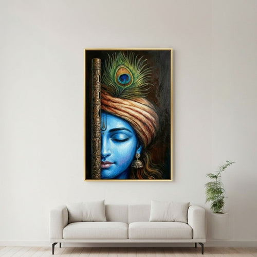 Krishna: Gopal’s Melodies: Meditative Krishna Art with Jhumka Detail (24 x 36 Inches)