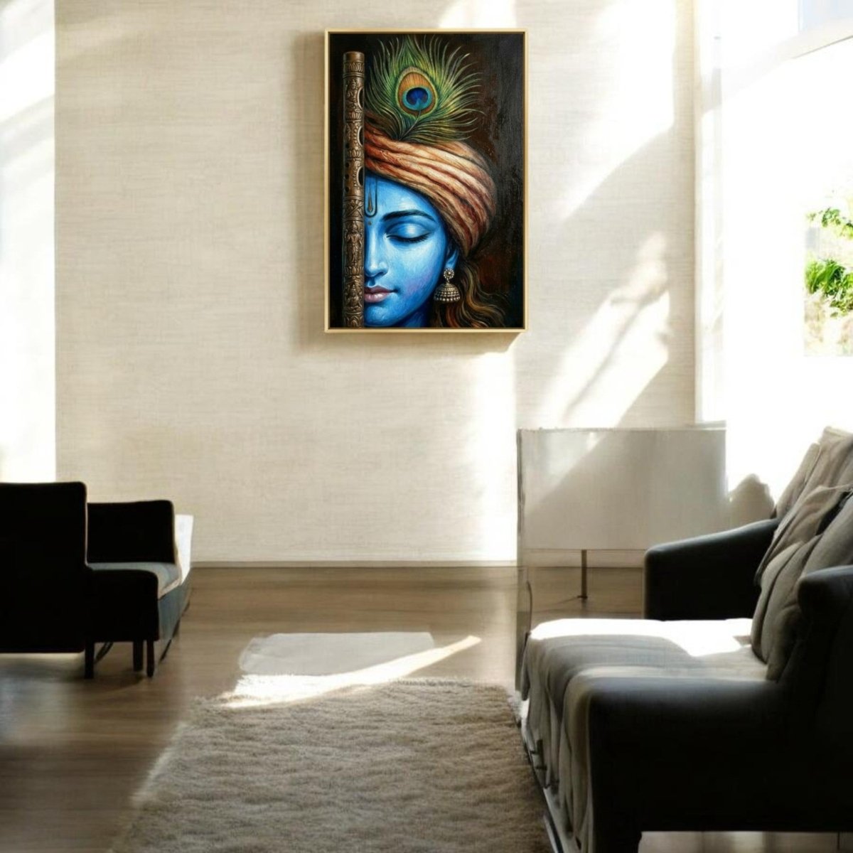 Krishna: Gopal’s Melodies: Meditative Krishna Art with Jhumka Detail (24 x 36 Inches)