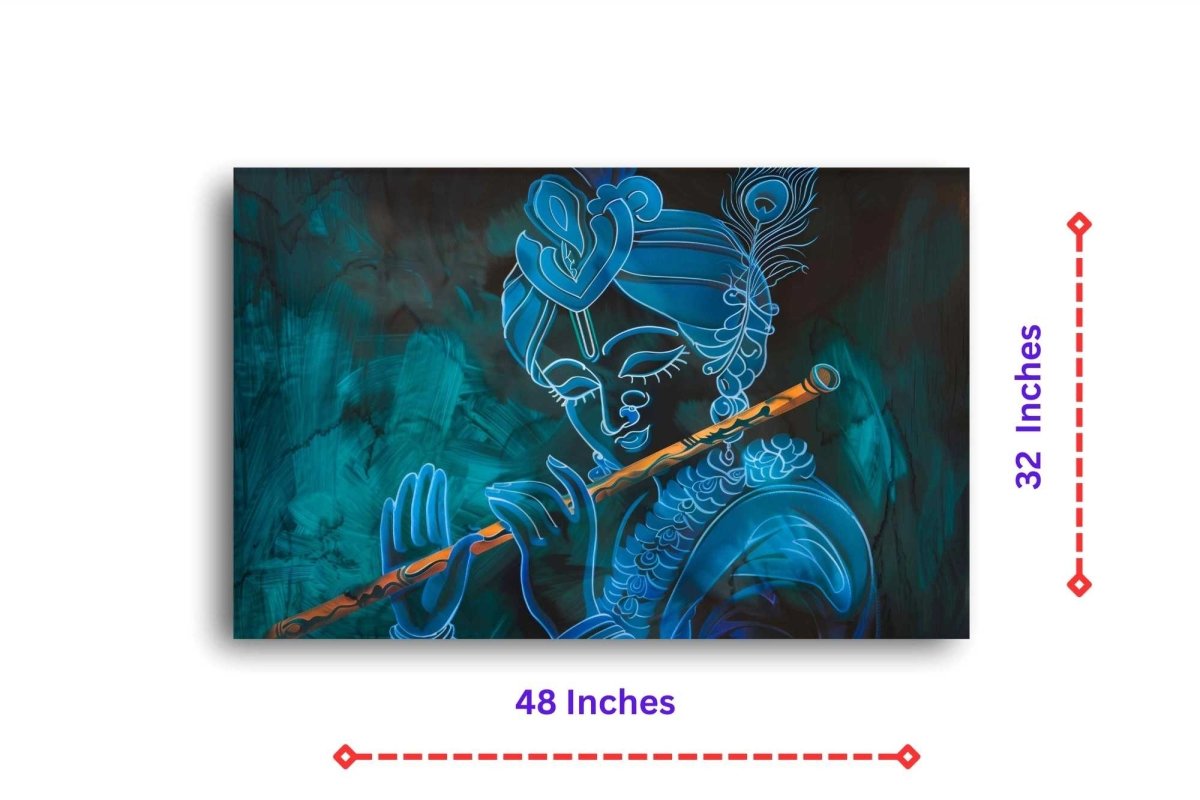 Krishna:The Blue Melody Canvas Wall Painting (36 x 24 Inches)