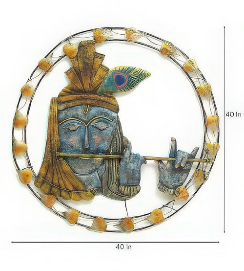 Krishna:The Flute's Luminescent Frame (40 x 40 Inches)