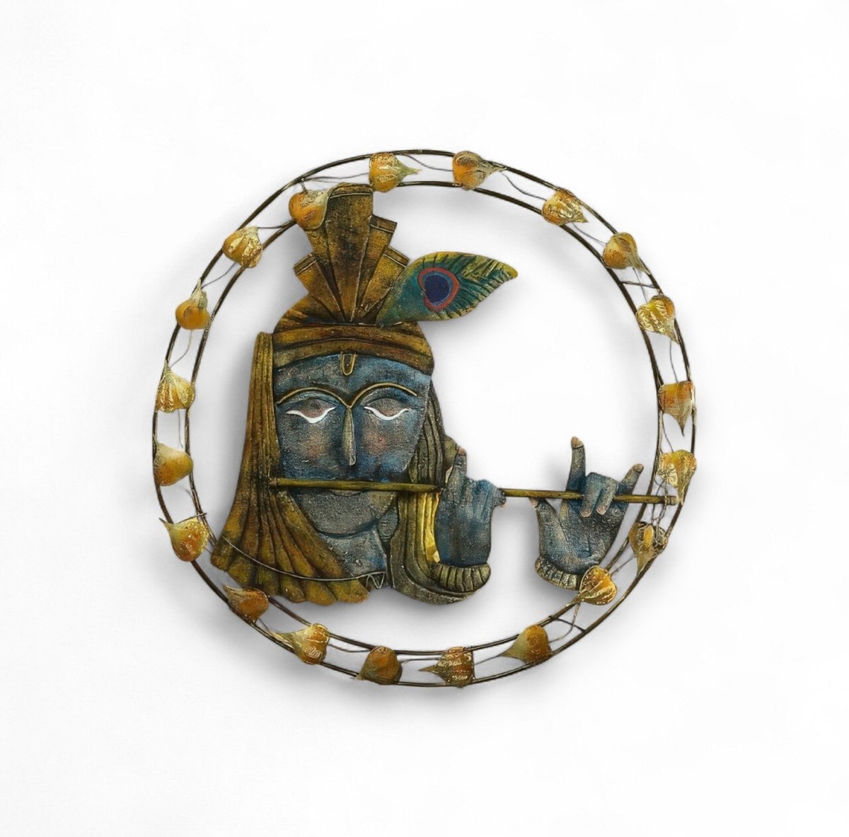 Krishna:The Flute's Luminescent Frame (40 x 40 Inches)