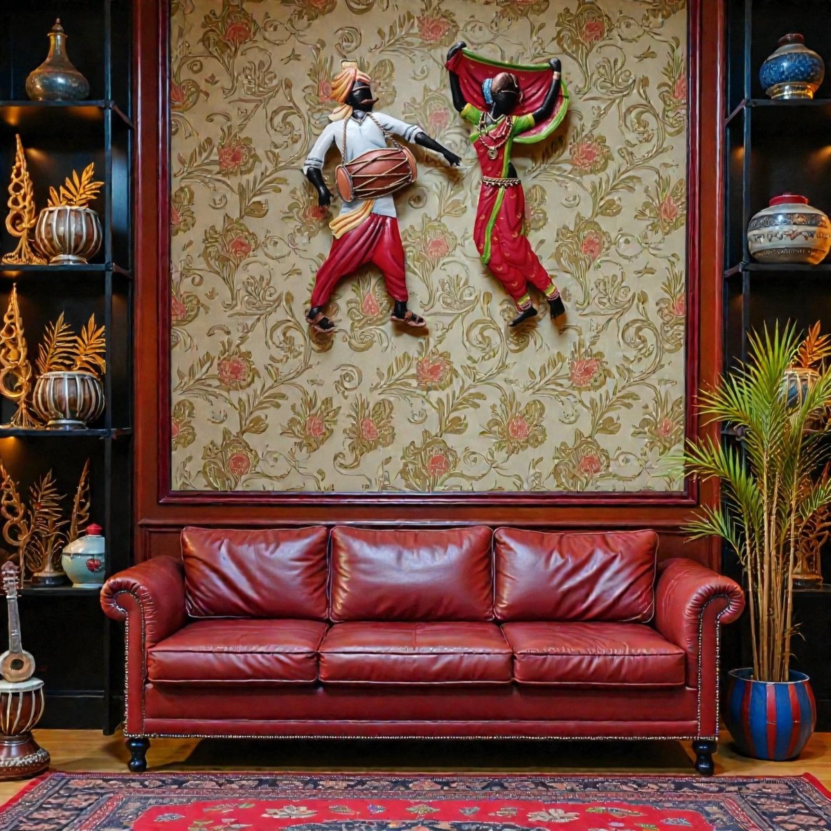 Lavani Soul: Vibrant Maharashtrian Folk Performance Metal Decor (24 x 24 Inches)