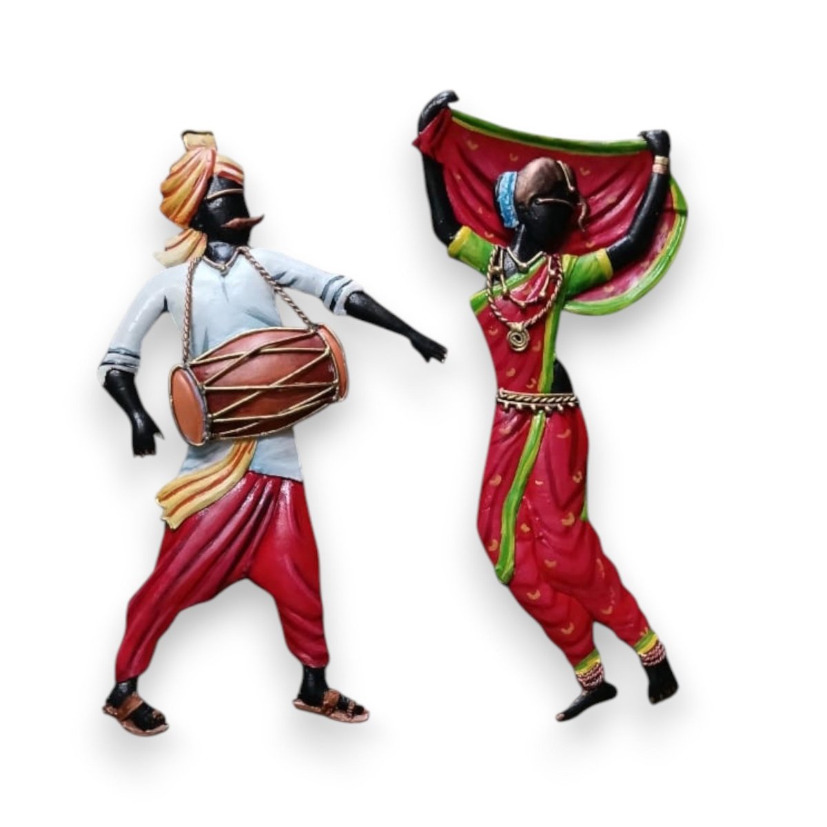 Lavani Soul: Vibrant Maharashtrian Folk Performance Metal Decor (24 x 24 Inches)