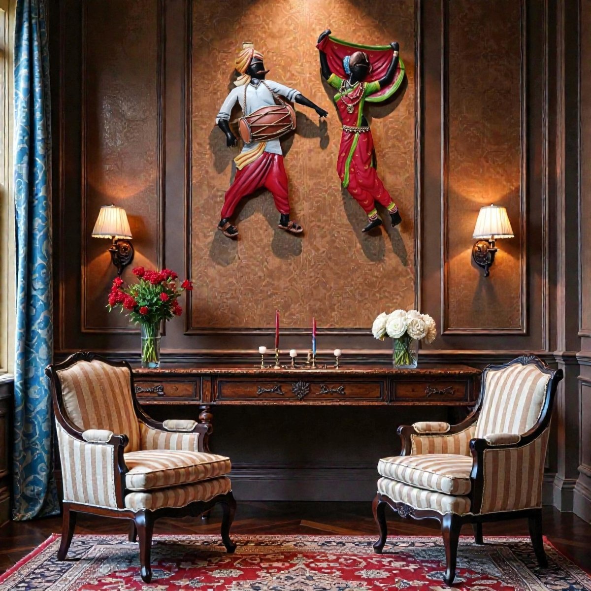 Lavani Soul: Vibrant Maharashtrian Folk Performance Metal Decor (24 x 24 Inches)