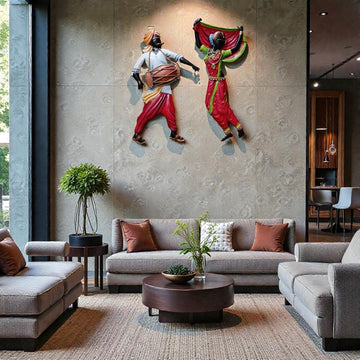 Lavani Soul: Vibrant Maharashtrian Folk Performance Metal Decor (24 x 24 Inches)