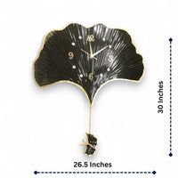 Thumbnail for LIFETIME GINKGO LEAF Wall Clock in BLACK (26.5 x 30 Inches)