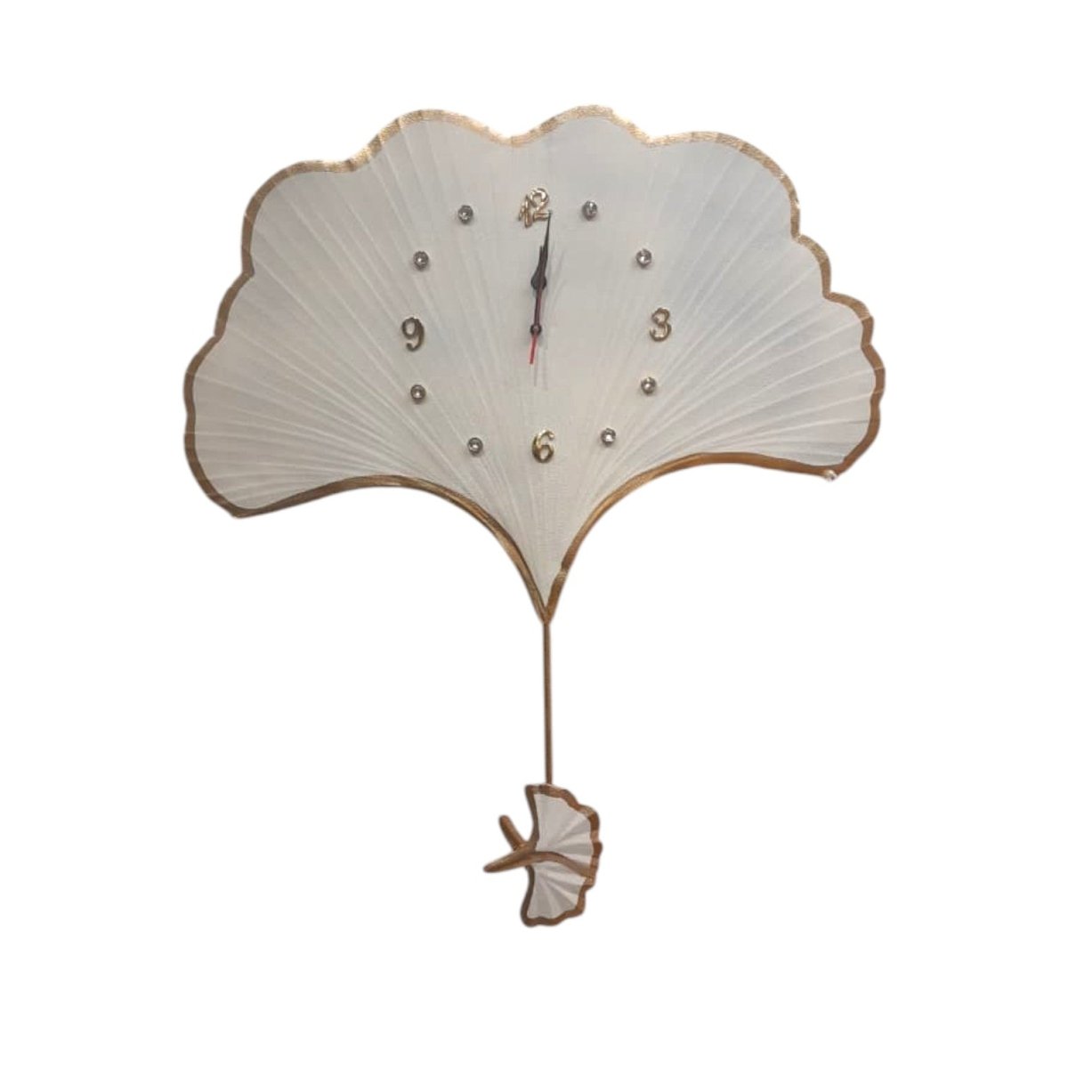 LIFETIME GINKGO LEAF Wall Clock in WHITE (26.5 x 30 Inches)
