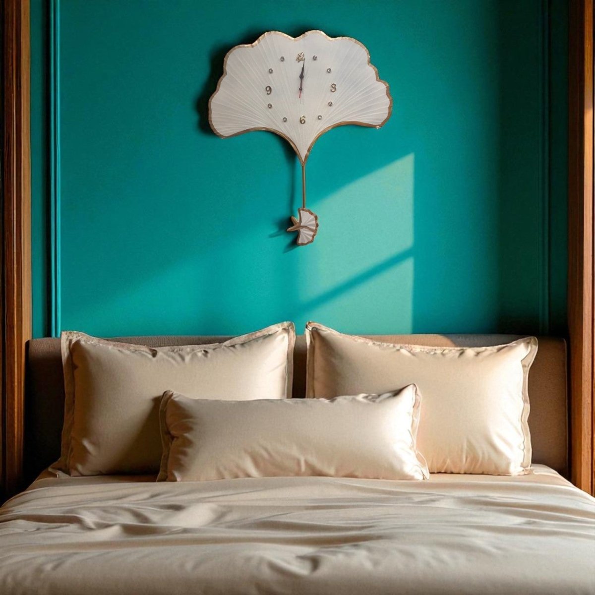 LIFETIME GINKGO LEAF Wall Clock in WHITE (26.5 x 30 Inches)