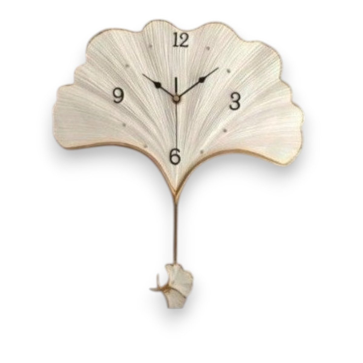 LIFETIME GINKGO LEAF Wall Clock in WHITE (26.5 x 30 Inches)