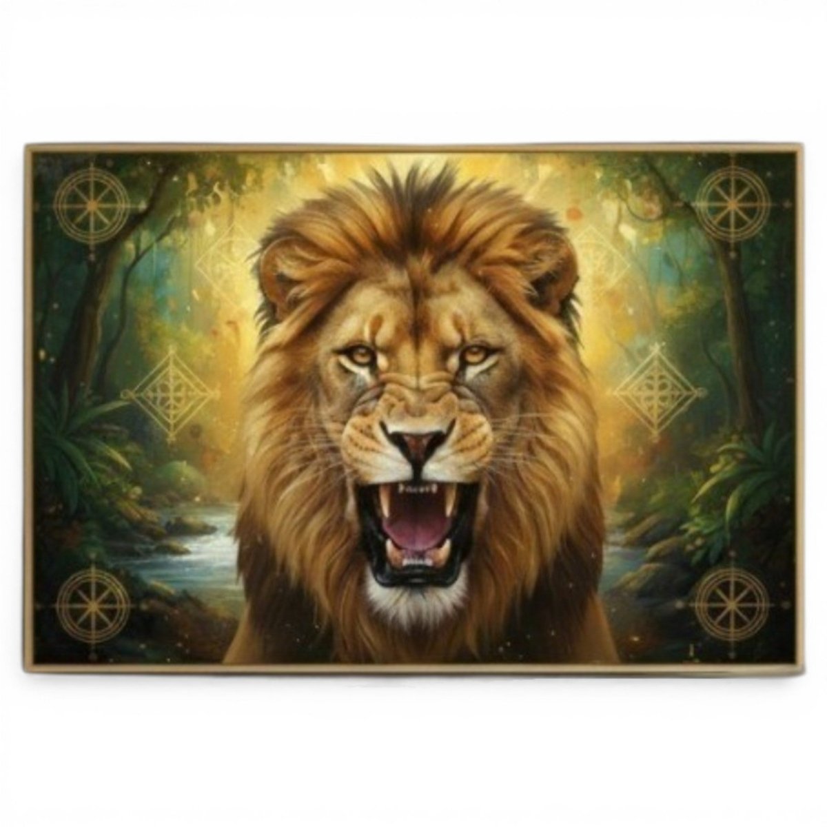 Lion: Kesari Garjana: The Sacred Sentinel’s Golden Roar (36 x 24 Inches)