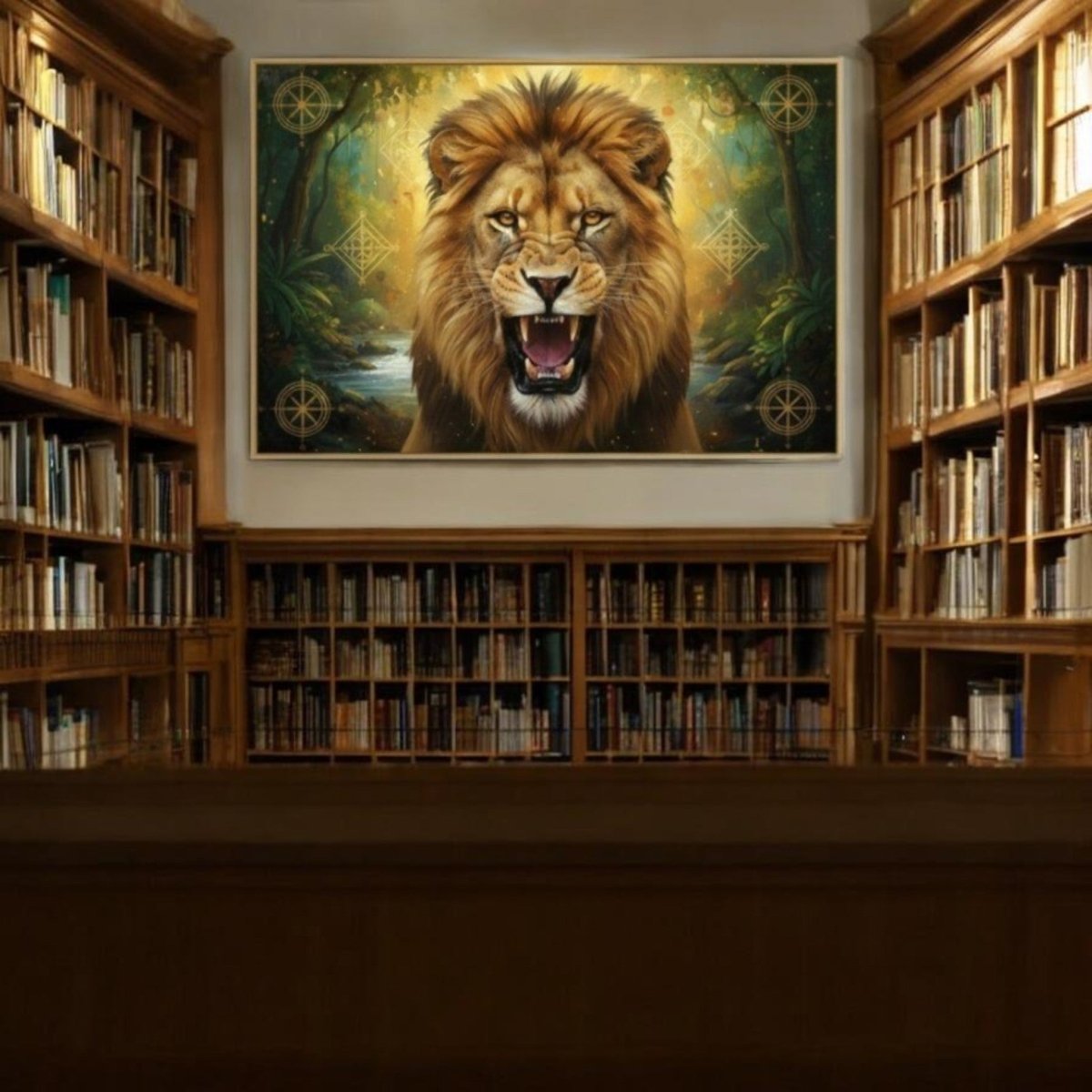 Lion: Kesari Garjana: The Sacred Sentinel’s Golden Roar (36 x 24 Inches)
