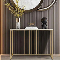 Thumbnail for Luxury Entryway Table: White Marble Top Console with Gold Metal Base