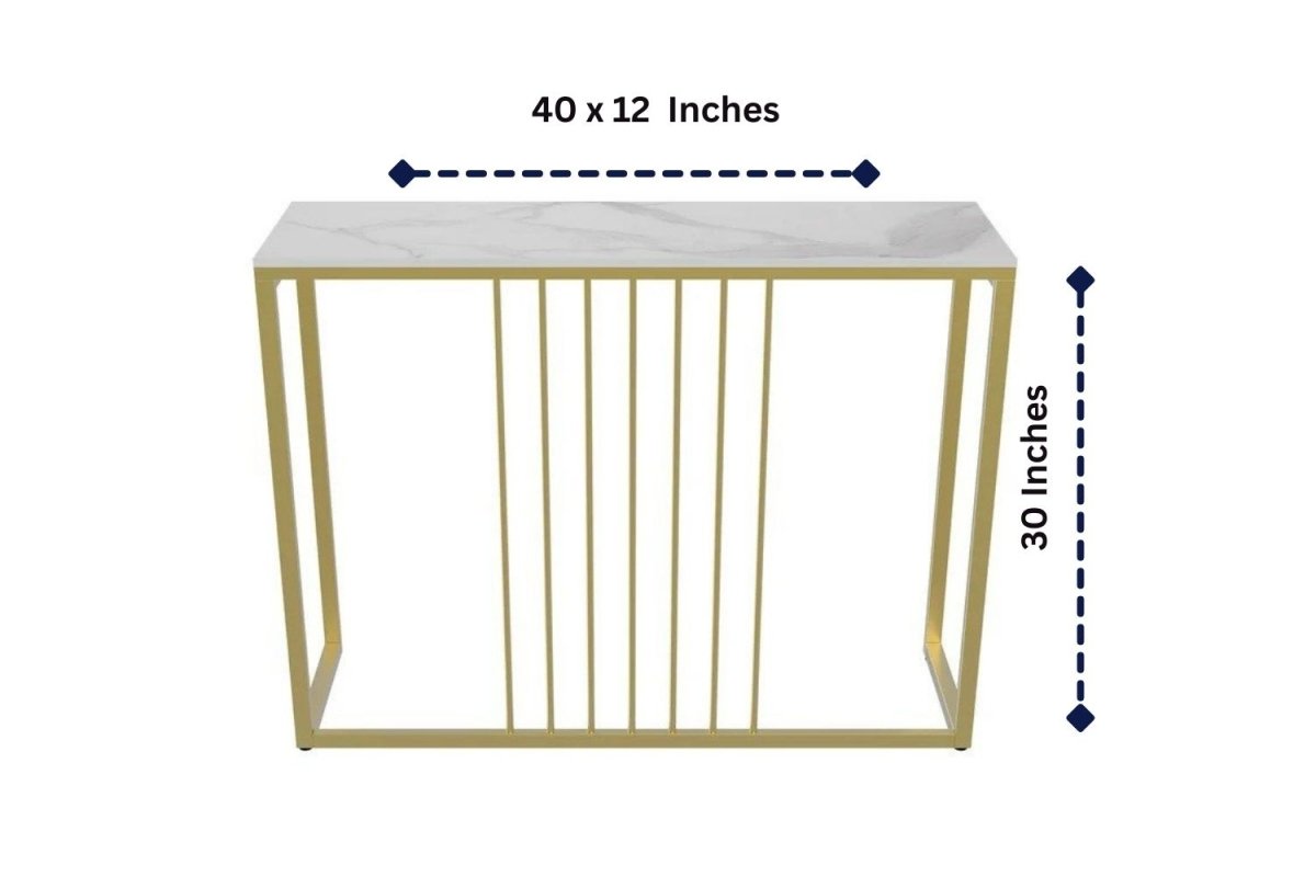 Luxury Entryway Table: White Marble Top Console with Gold Metal Base