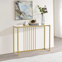 Thumbnail for Luxury Entryway Table: White Marble Top Console with Gold Metal Base