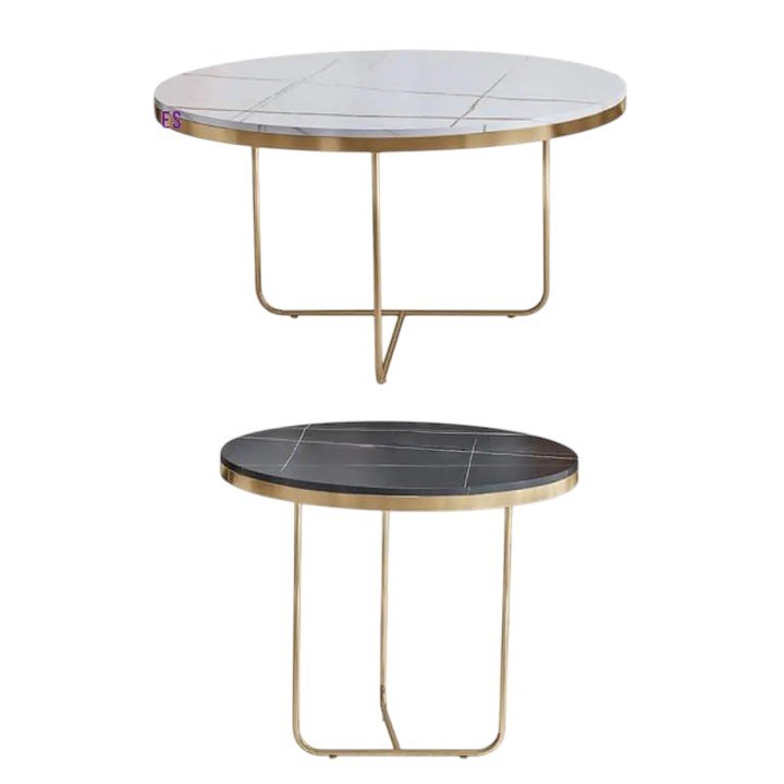 Luxury Nesting Coffee Tables: Black & white Marble Tops with Gold Metal Base