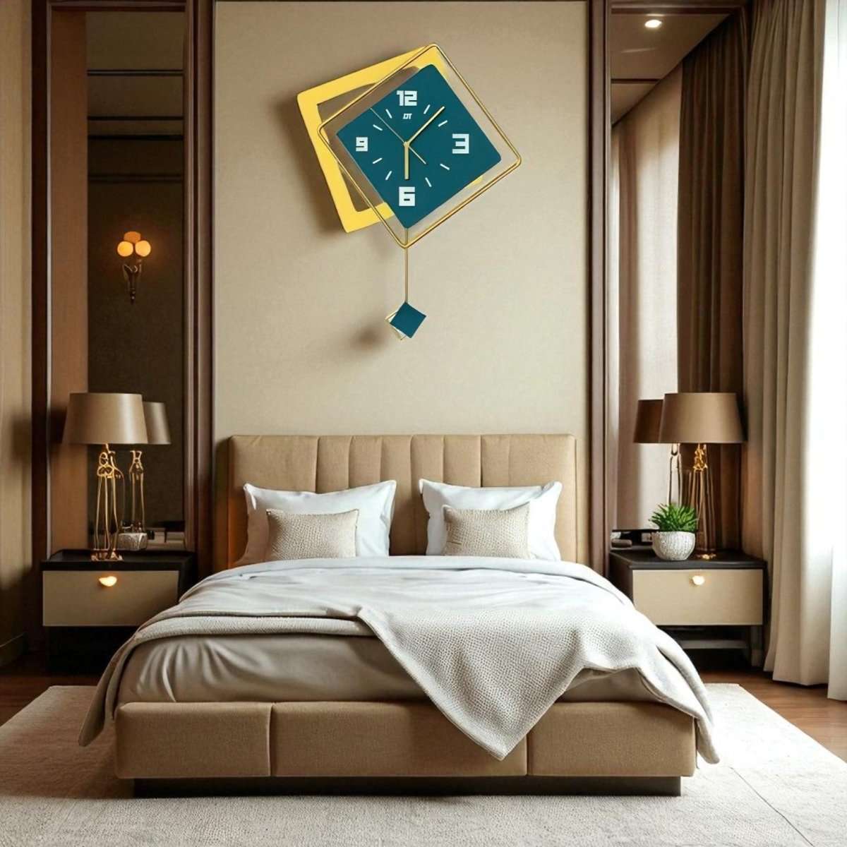 Luxury Square & Rhombus Wall Clock (20.8 x 15.7 Inches)