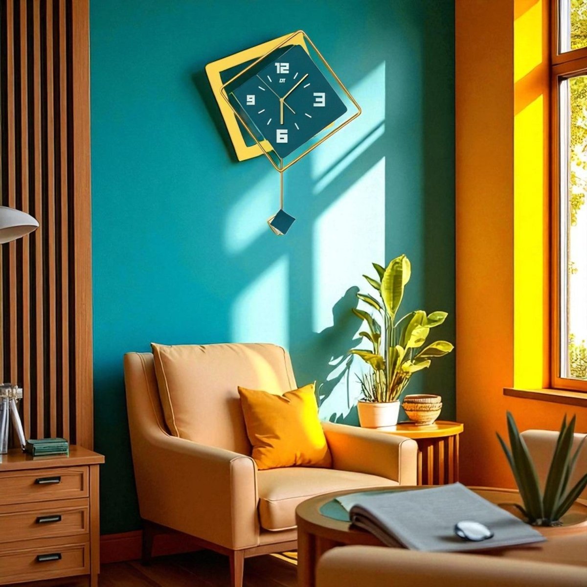 Luxury Square & Rhombus Wall Clock (20.8 x 15.7 Inches)