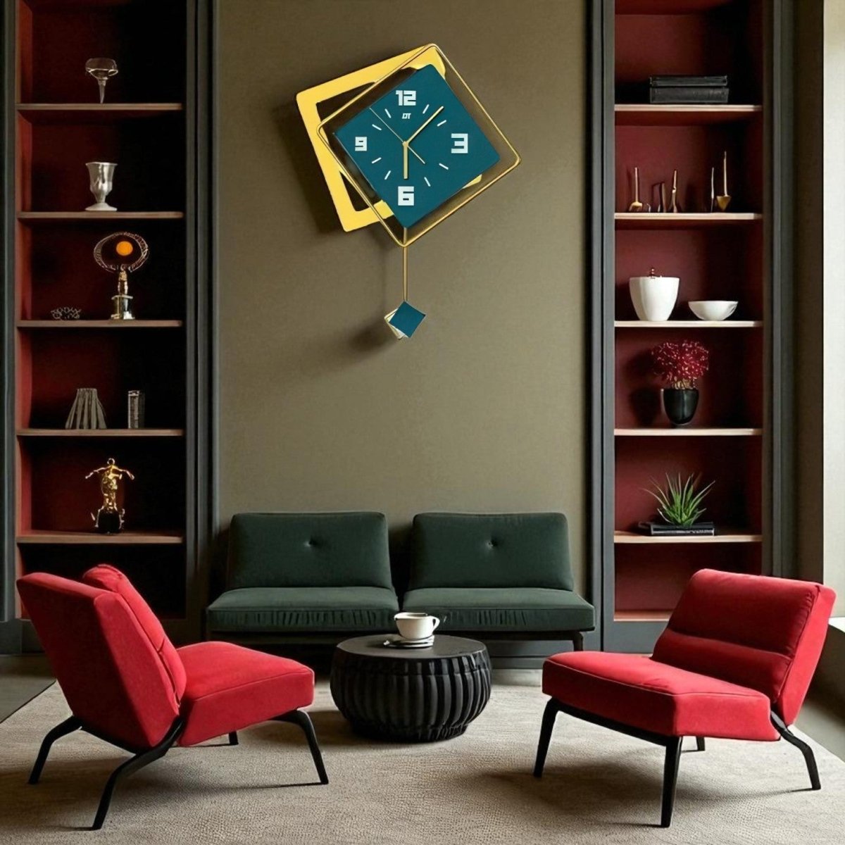 Luxury Square & Rhombus Wall Clock (20.8 x 15.7 Inches)