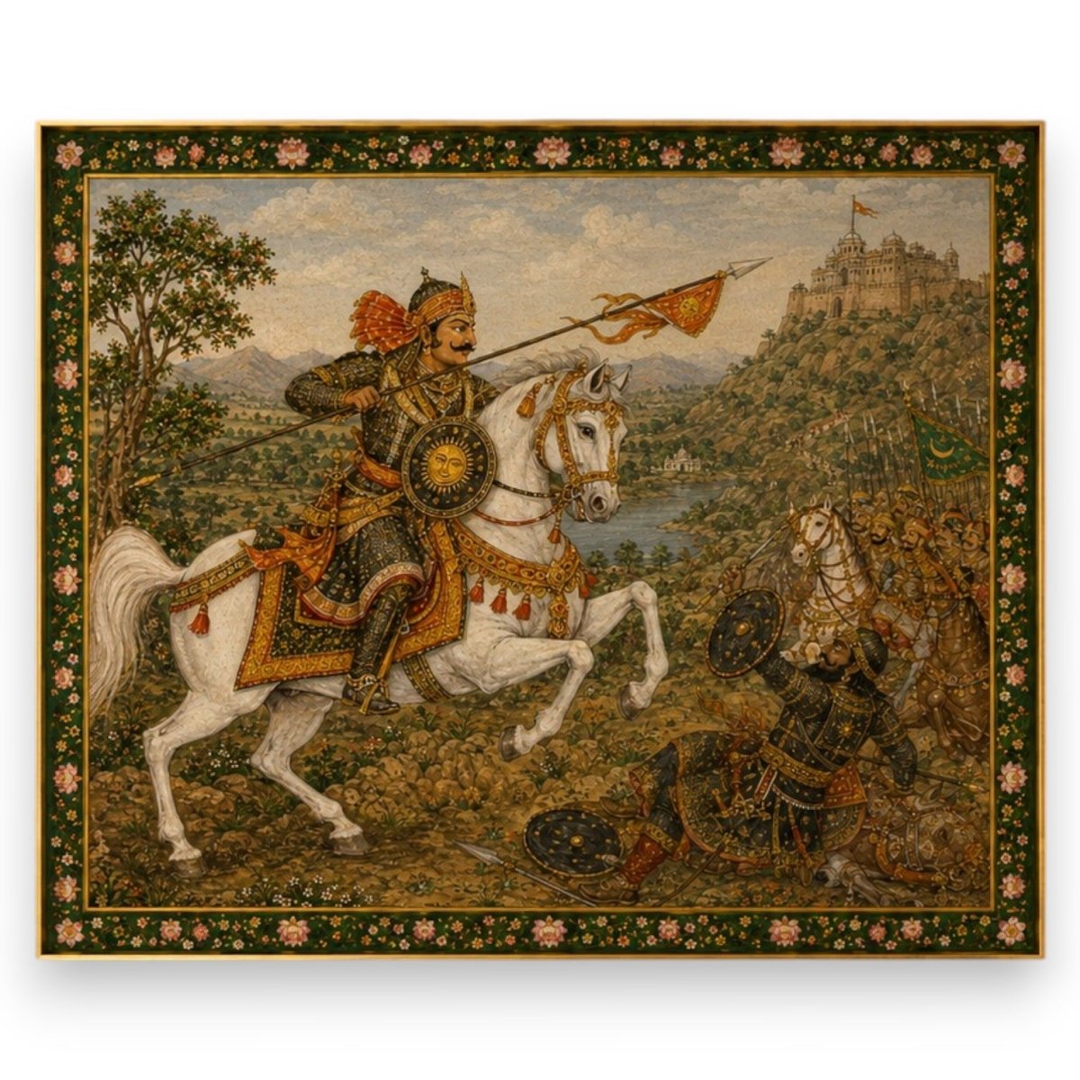Maharan Pratap: The Chetak Leap: The Sun of Chittor (36 x 31 Inches)
