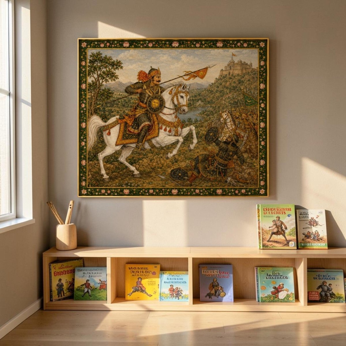 Maharan Pratap: The Chetak Leap: The Sun of Chittor (36 x 31 Inches)
