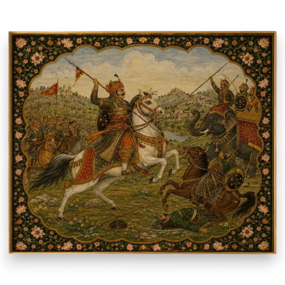 Maharana Pratap:Rannbhoomi Mewar:Bhala and Bhairav (36 x 31 Inches)