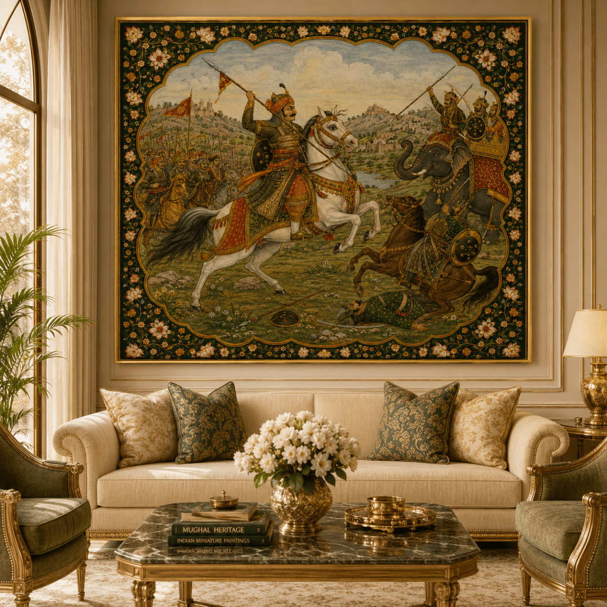 Maharana Pratap:Rannbhoomi Mewar:Bhala and Bhairav (36 x 31 Inches)