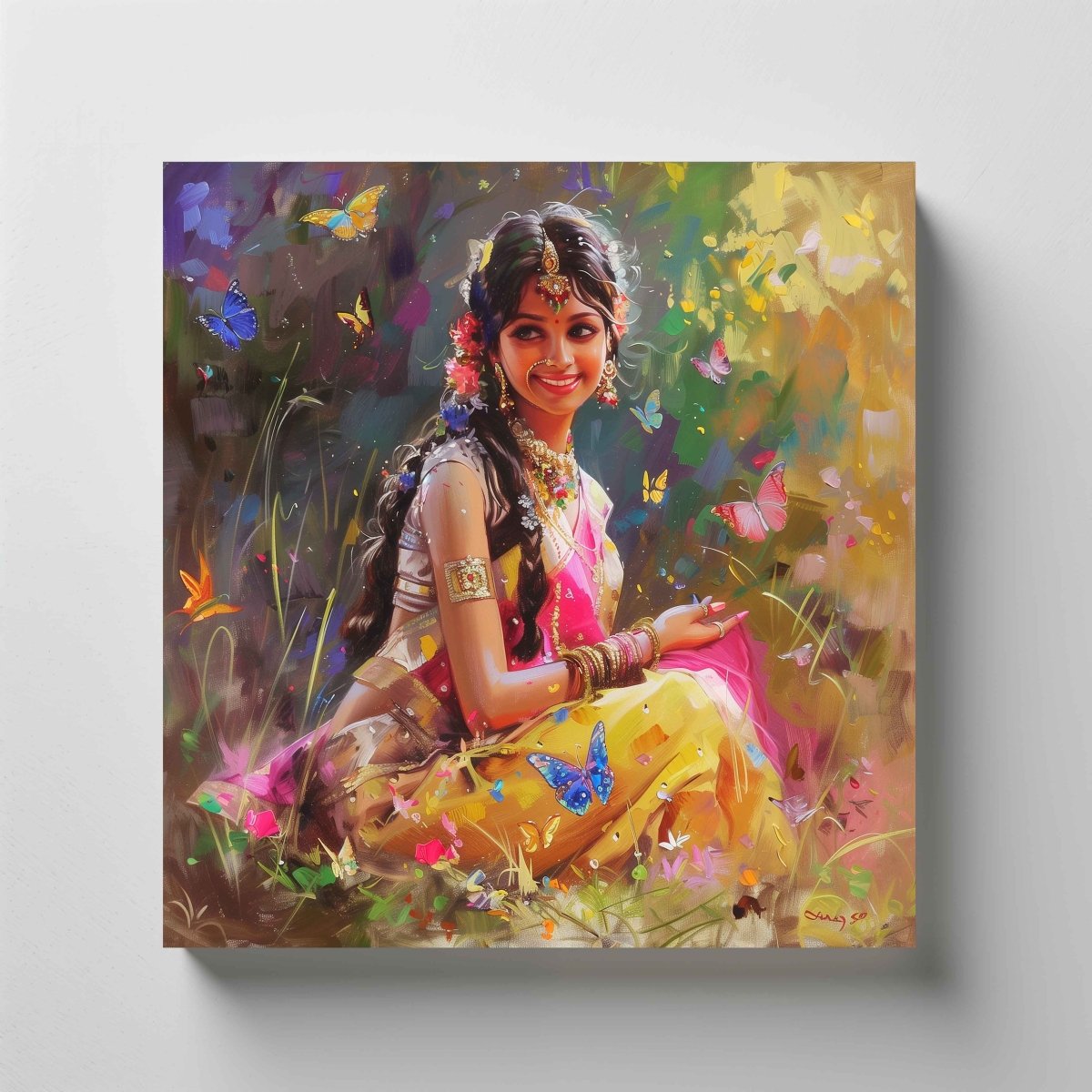 Maharashtrian Magic in the Air Canvas Wall Painting (36 x 36 Inches)