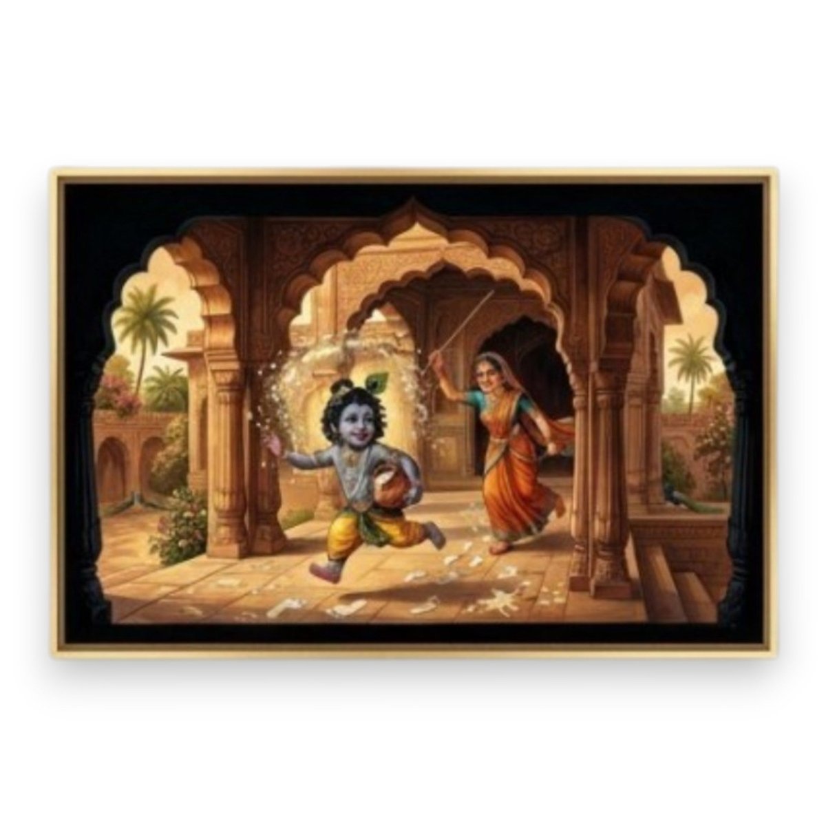 Makhanchari: Yashoda and Bal Krishna Leela (36 x 24 Inches)
