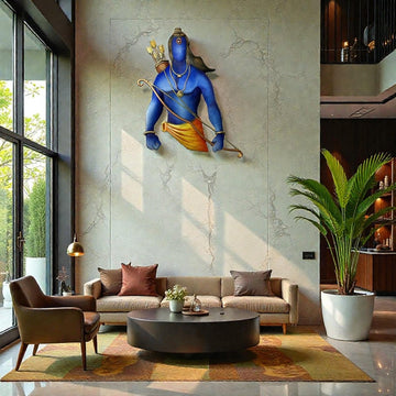 Maryada Purushottam: Minimalist Blue Rama Silhouette Art (24 x 18 Inches)