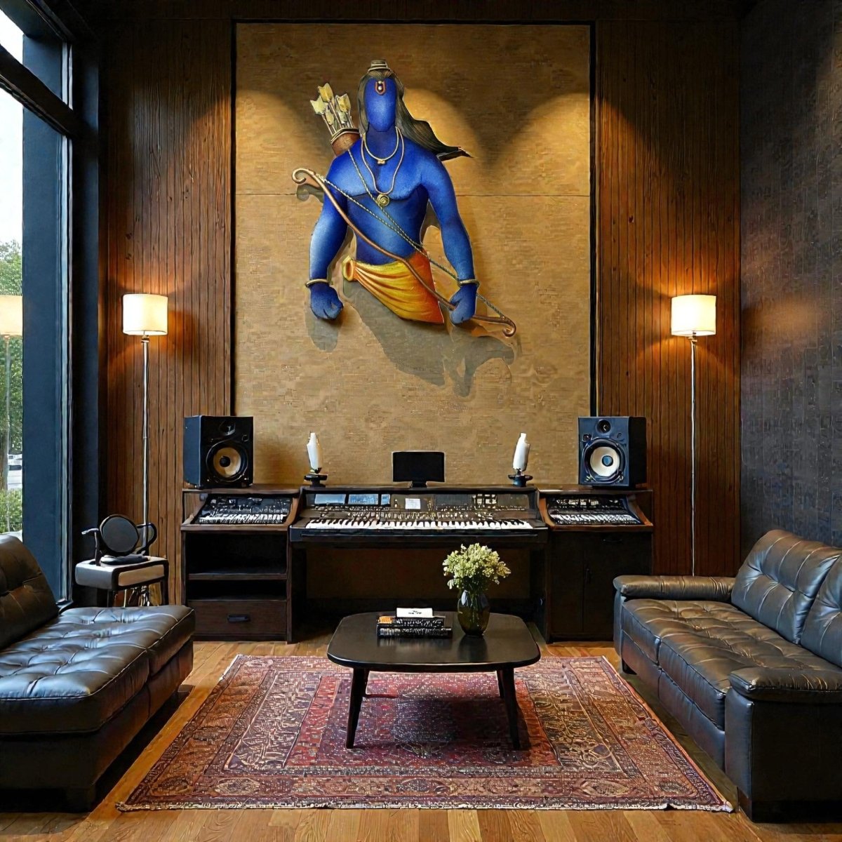 Maryada Purushottam: Minimalist Blue Rama Silhouette Art (24 x 18 Inches)