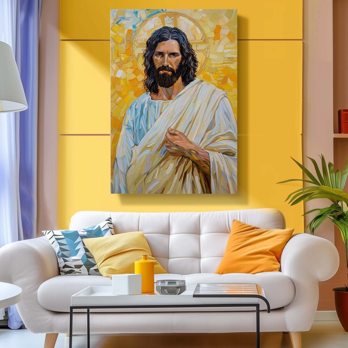 Masih Jesus: Radiant Redeemer Canvas Wall Art (24 x 36 Inches)