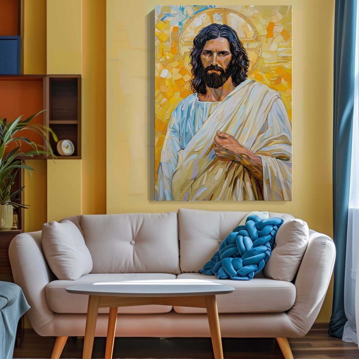 Masih Jesus: Radiant Redeemer Canvas Wall Art (24 x 36 Inches)